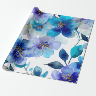 Blue Mystical Orchid Elegant Floral Botanical Geschenkpapier