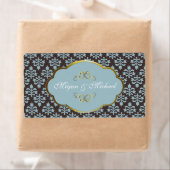 Blue n Brown Damask Hochzeitslabel (Insitu)