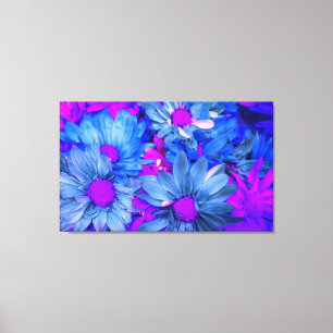 Blue N Lila Daisies Bouquet Wrapped Canvas Print Leinwanddruck