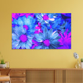 Blue N Lila Daisies Bouquet Wrapped Canvas Print Leinwanddruck (Insitu (Wohnzimmer))