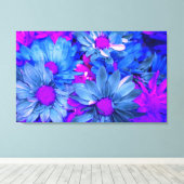 Blue N Lila Daisies Bouquet Wrapped Canvas Print Leinwanddruck (Insitu (Holzboden))
