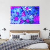 Blue N Lila Daisies Bouquet Wrapped Canvas Print Leinwanddruck (Insitu (Schlafzimmer))
