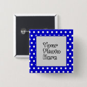 Blue n White Polka Dots Foto Rahmen Button (Vorne & Hinten)