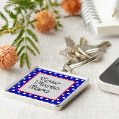 Blue n White Polka Dots Red Trim Foto Frame Schlüsselanhänger (Seite)