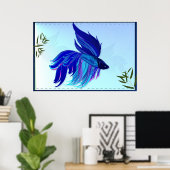 Blue 'n' White Siamese Fighting Fish Posters Poster (Heimbüro)