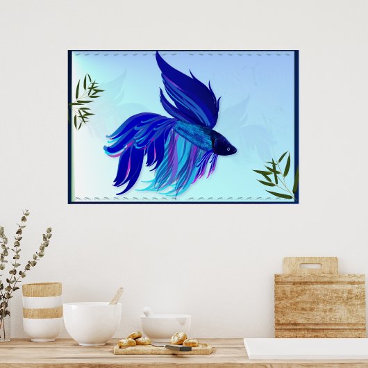 Blue 'n' White Siamese Fighting Fish Posters Poster (Küche)