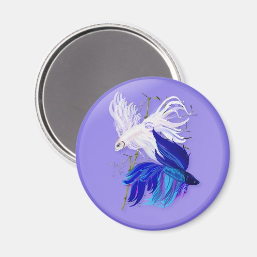 Blue 'n' White Siamese Fish Magnete Magnet (Vorderseite/Rückseite)