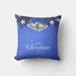 Blue n White Snowflakes Star Frohe Weihnachtsglock Kissen