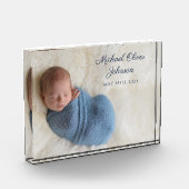 Blue Name Birth Date Script Baby Foto Block (Links)