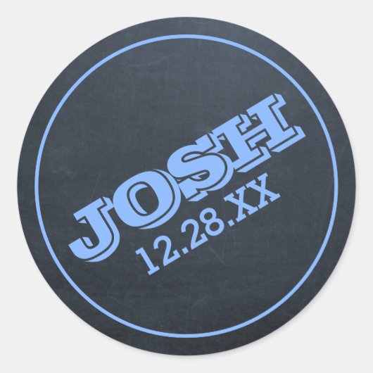 Blue Name-Logo und Datum der Zwischenablage Runder Aufkleber (Vorderseite)