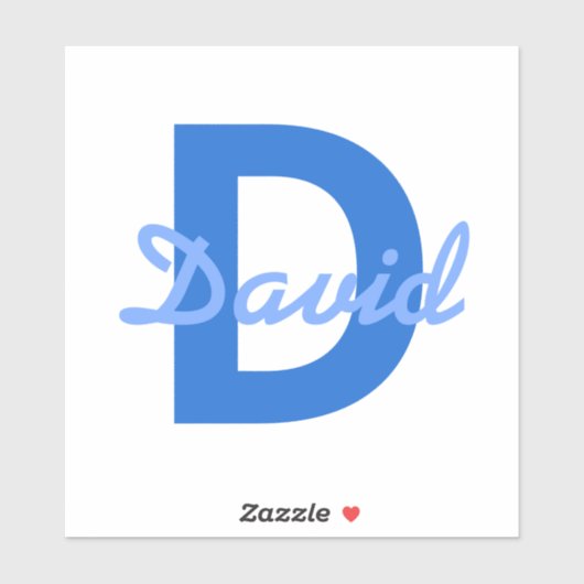 Blue Name & Monogram Aufkleber (Blatt)