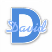 Blue Name & Monogram Aufkleber (Vorderseite)