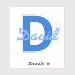 Blue Name & Monogram Aufkleber