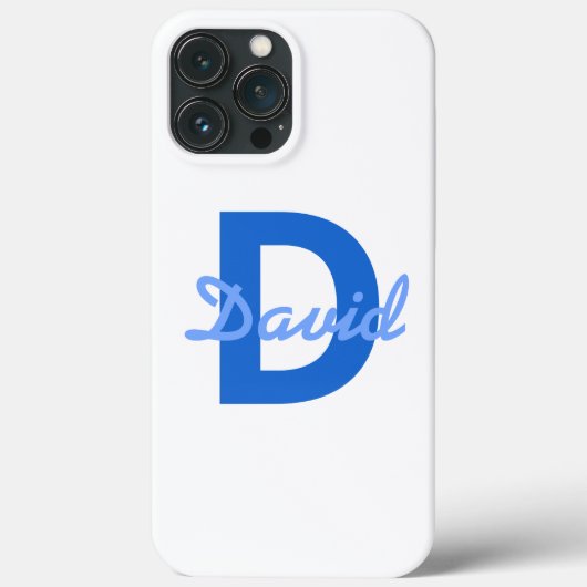 Blue Name & Monogram Aufkleber Keramik Ornament Case-Mate iPhone Hülle (Rückseite)