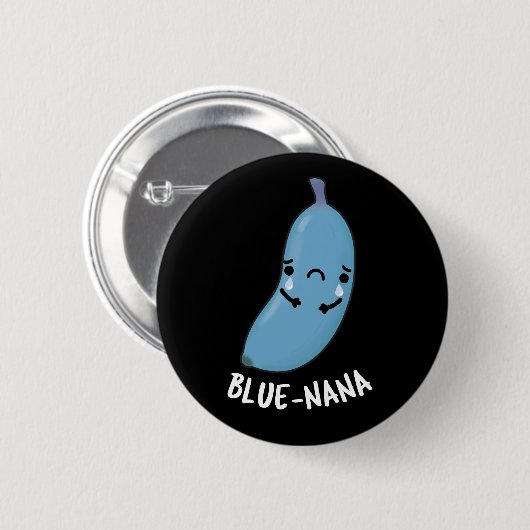 Blue-nana Funny Banana Pun Dark BG Button (Vorne & Hinten)