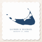 Blue Nantucket Island Karte Hochzeitsempfang Untersetzer (Vorderseite)