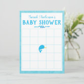Blue Narwhal Baby Dusche Bingo Spiel Einladung (Stehend Vorderseite)