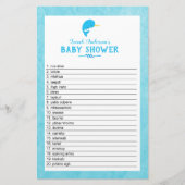 Blue Narwhal Baby Dusche Word Scramble Game Briefpapier (Vorderseite)