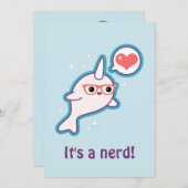 Blue Narwhal Baby Shower Einladungen für Nerd (Vorne/Hinten)