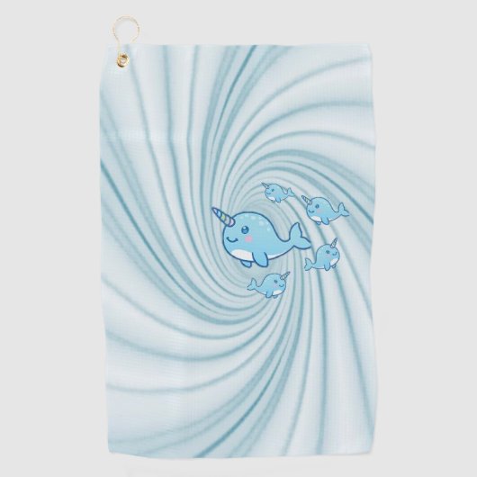 Blue Narwhal Golf Towel Golfhandtuch (Vorderseite)