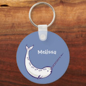 Blue Narwhal Personalisiert Schlüsselanhänger (Rückseite)
