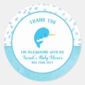 Blue Narwhal Vielen Dank Runder Aufkleber (Vorderseite)