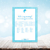 Blue Narwhal Who is My Mommy Baby Shower Game Einladung