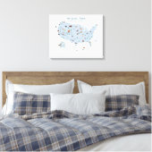 Blue National Park Map Woodland Kinderzimmer Leinwanddruck (Insitu (Schlafzimmer))