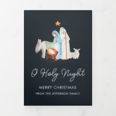 Blue Nativity Religious Christmas Dreifach Gefaltete Urlaubskarte (Cover)