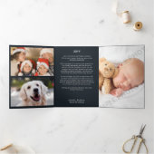 Blue Nativity Religious Christmas Dreifach Gefaltete Urlaubskarte (Innenseite)