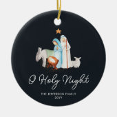 Blue Nativity Religious Christmas Keramik Ornament (Vorne)