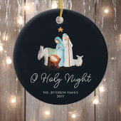 Blue Nativity Religious Christmas Keramik Ornament