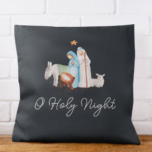 Blue Nativity Religious Christmas Kissen