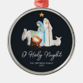 Blue Nativity Religious Christmas Ornament Aus Metall (Vorne)