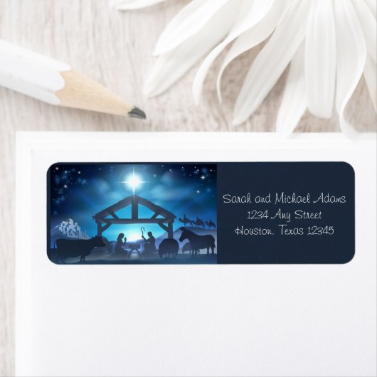 Blue Nativity Religious Christmas Rücksendeadresse (Insitu)