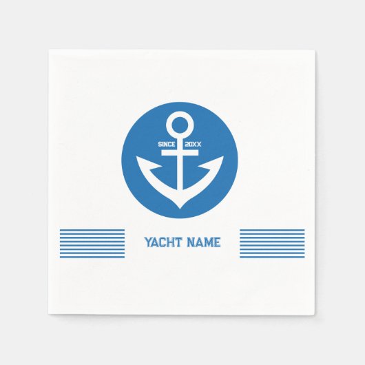 Blue nauboat anker mit benutzerdefinierbarem Text Serviette (Vorderseite)