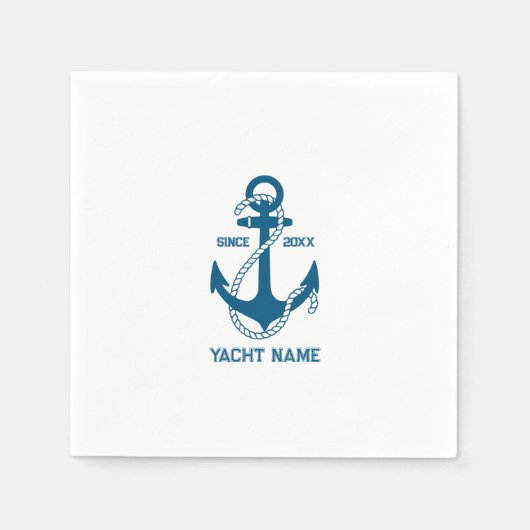 Blue nauboat anker mit benutzerdefinierbarem Text Serviette (Vorderseite)