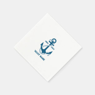 Blue nauboat anker mit benutzerdefinierbarem Text Serviette
