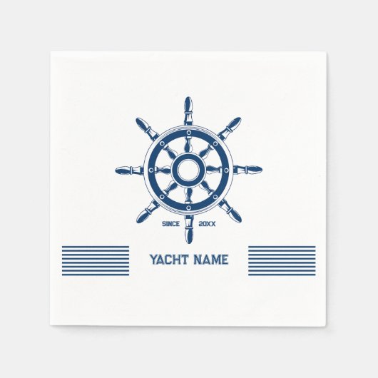 Blue nauboat rudder mit benutzerdefinierbarem Text Serviette (Vorderseite)
