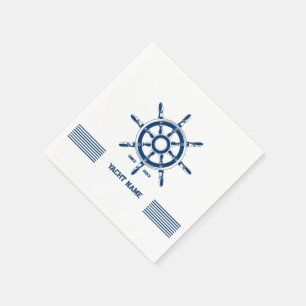 Blue nauboat rudder mit benutzerdefinierbarem Text Serviette