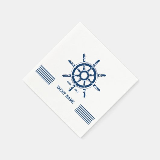 Blue nauboat rudder mit benutzerdefinierbarem Text Serviette (Ecke)