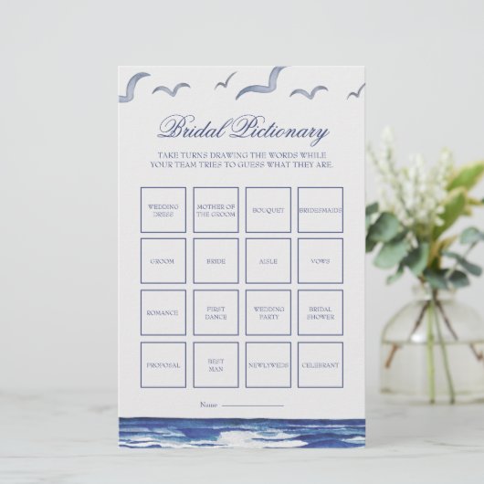 Blue Nausea Bridal Pictionary Game (Stehend Vorderseite)