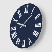 Blue Nauti Gray Metallic Silver Roman Number1 Große Wanduhr (Winkel)