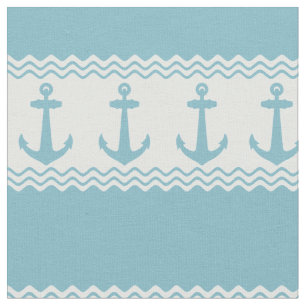 Blue Nautic Anchor Coastal Streifen Stoff