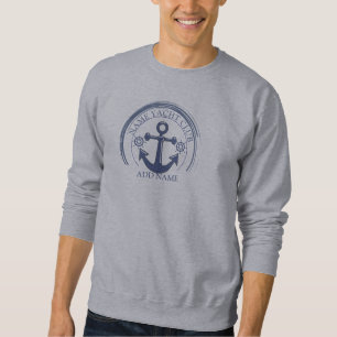 Blue Nautic Anchor Yacht Club Marina Name Sweatshirt