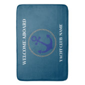 Blue Nautic Anchor Yacht Club Marina welcom Badematte (Vorderseite Vertikal)