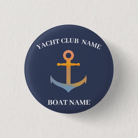 Blue Nautic Anchor Yacht Club Marina welcom Button (Vorderseite)