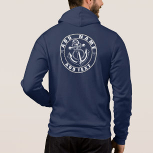 Blue Nautic Anchor Yacht Club Yacht Marina Name T Hoodie