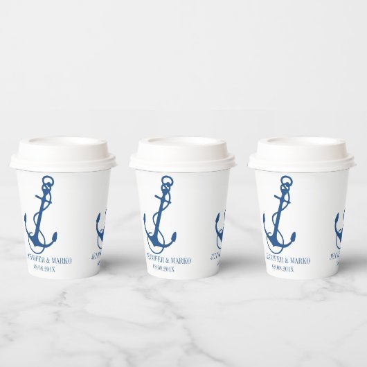 Blue Nautic Boat Anchor Paper Cup Pappbecher (Multi)