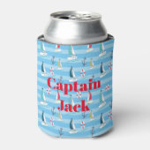 Blue Nautic Captain mit Schiffsname Dosenkühler (Kanne Vorderseite)